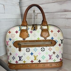 Louis Vuitton Alma PM White Multicolor Monogram Satchel